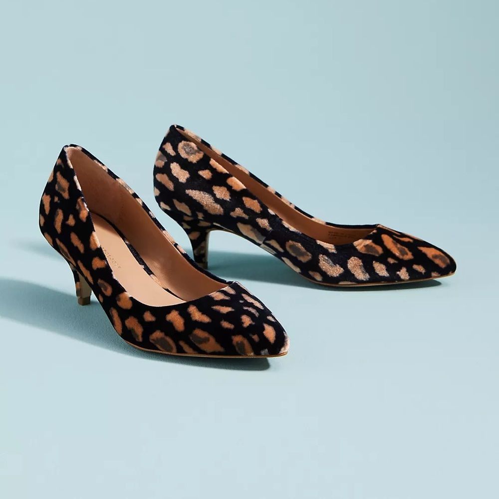 Anthropologie Abstract Velvet Kitten Heels NWT Size US 9.5 EU 40.5